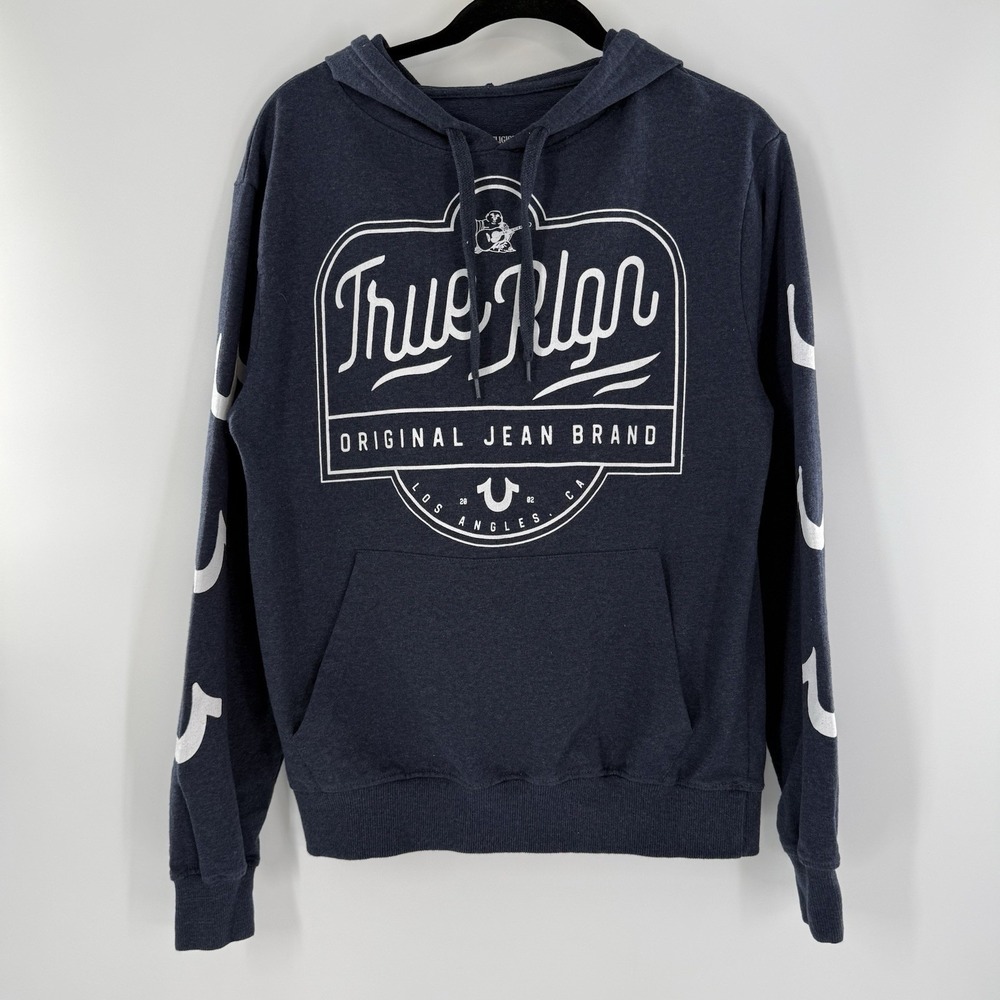 True Religion Hoodie Men's Medium Blue Logo Long Sleeve Original Jean Brand